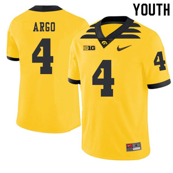 2019 Youth #4 Joe Argo Iowa Hawkeyes College Football Alternate Jerseys Sale-Gold - Click Image to Close